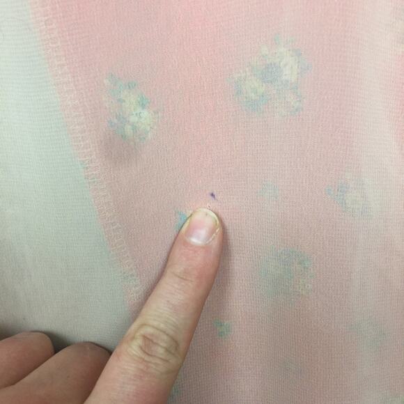 LUSH Sheer Blouse w/ Bright Coral Floral Pattern - Picture 5 of 6